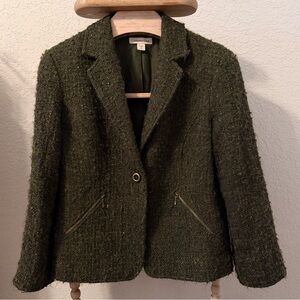 Coldwater creek knit tweed dark green blazer size p14-H